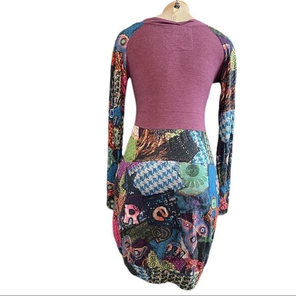 Desigual Colorful Print Retro Boho Dress Medium - Picture 3 of 14